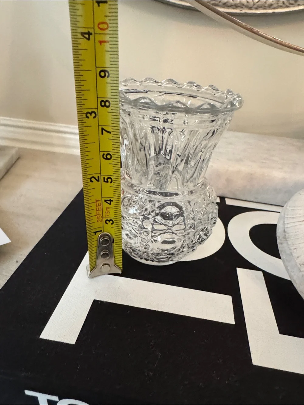Clear Pressed Glass Decorative Mini Vase - Classic Home Accent